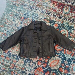 Real black leather toddler size jacket